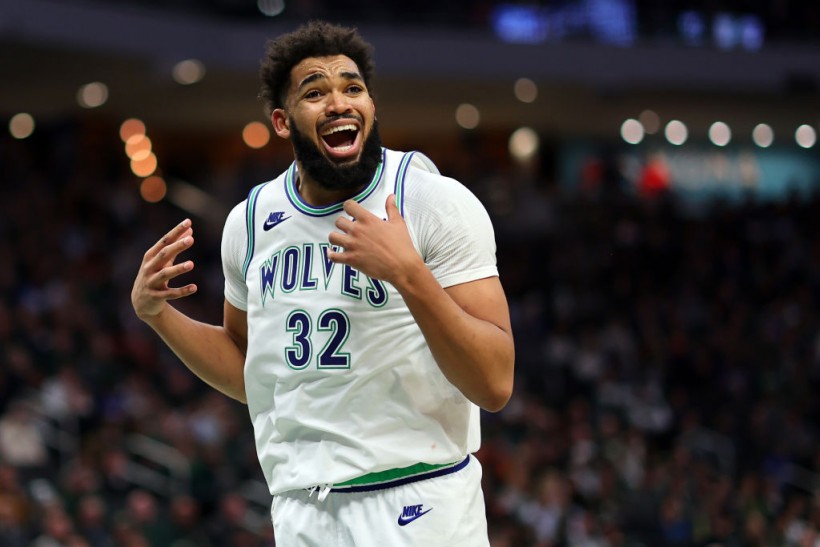 Karl-Anthony Towns of the Minnesota Timberwolves reacting to a call. (Photo Stacy RevereGetty Images)